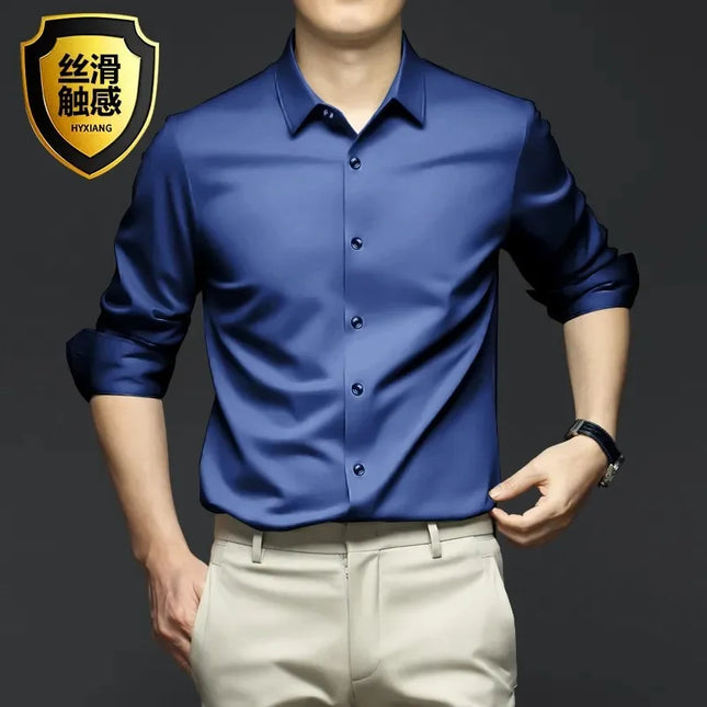 S-5XL Men's Long Sleeve Shirt - Non-Iron Wrinkle Resistant Casual