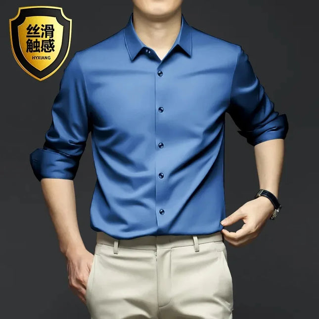 S-5XL Men's Long Sleeve Shirt - Non-Iron Wrinkle Resistant Casual