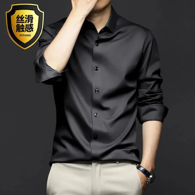 S-5XL Men's Long Sleeve Shirt - Non-Iron Wrinkle Resistant Casual
