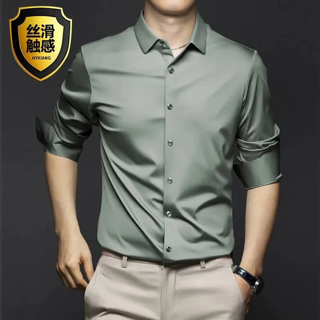 S-5XL Men's Long Sleeve Shirt - Non-Iron Wrinkle Resistant Casual