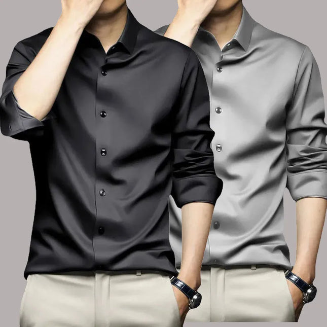 S-5XL Men's Long Sleeve Shirt - Non-Iron Wrinkle Resistant Casual