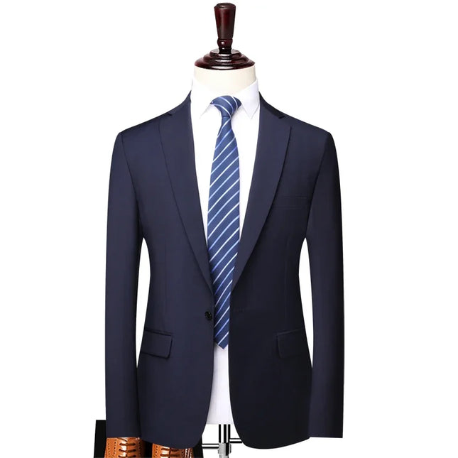 S-8XL Men's Blazer - British Style Solid Color Work & Wedding Jacket