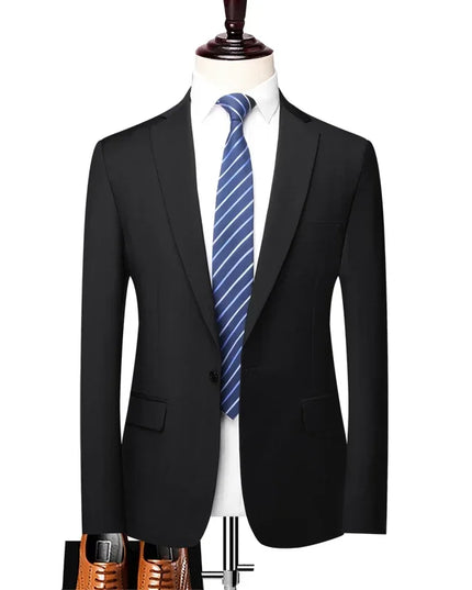 S-8XL Men's Blazer - British Style Solid Color Work & Wedding Jacket