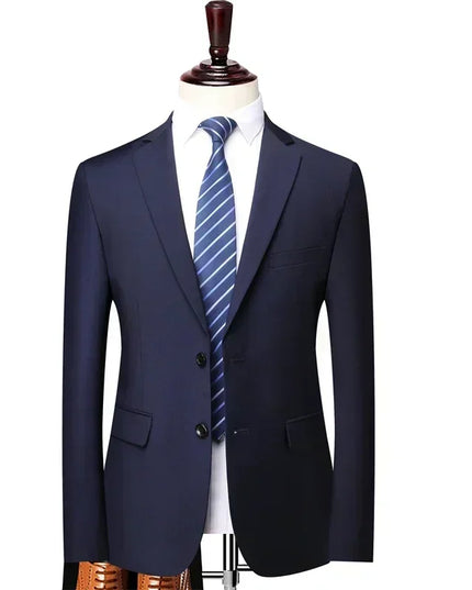 S-8XL Men's Blazer - British Style Solid Color Work & Wedding Jacket