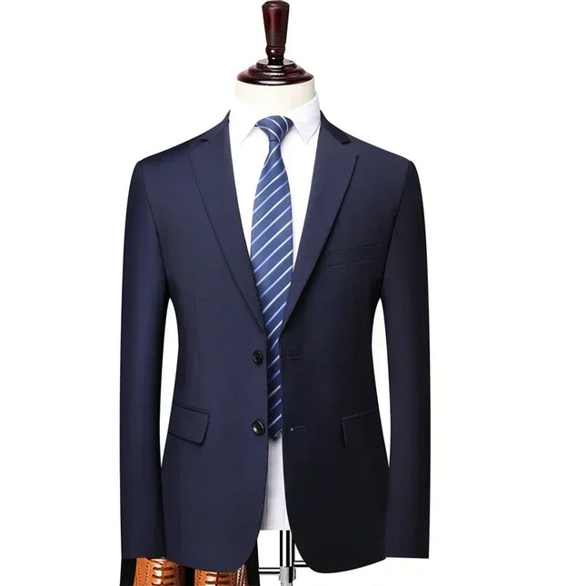 S-8XL Men's Blazer - British Style Solid Color Work & Wedding Jacket