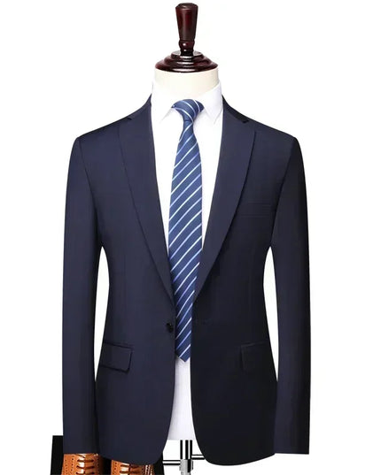 S-8XL Men's Blazer - British Style Solid Color Work & Wedding Jacket