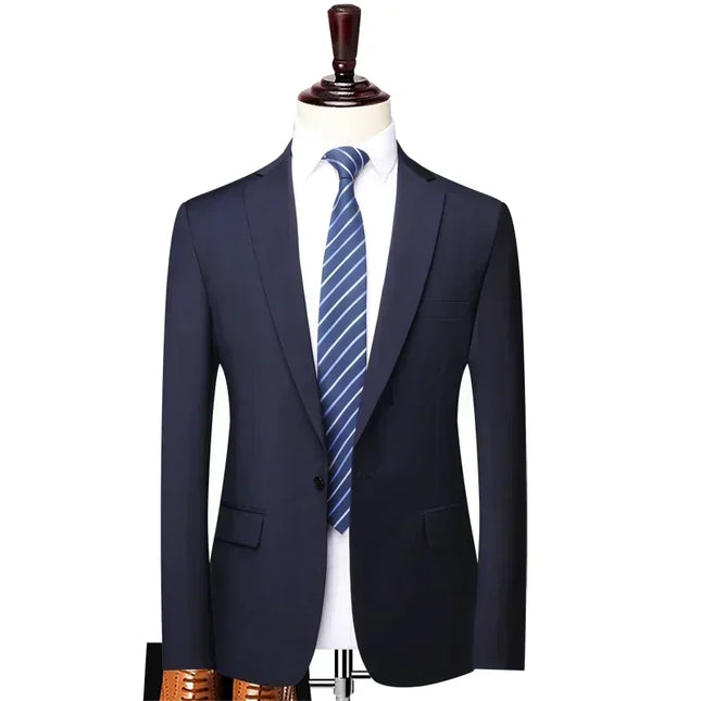 S-8XL Men's Blazer - British Style Solid Color Work & Wedding Jacket