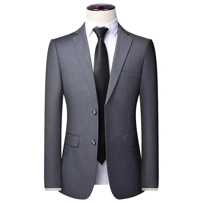 S-8XL Men's Blazer - British Style Solid Color Work & Wedding Jacket