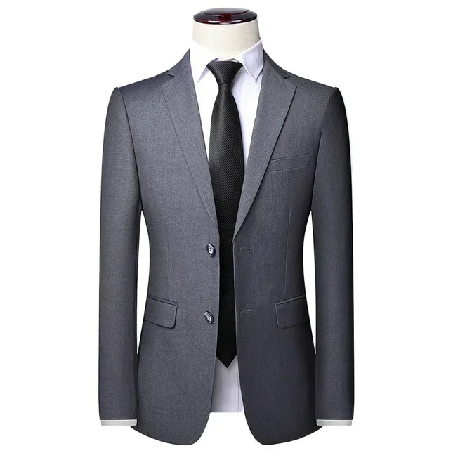 S-8XL Men's Blazer - British Style Solid Color Work & Wedding Jacket