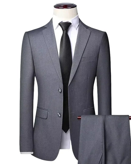 S-8XL Men's Slim-Fit Blazer & Pants - Trendy Business Casual Suit