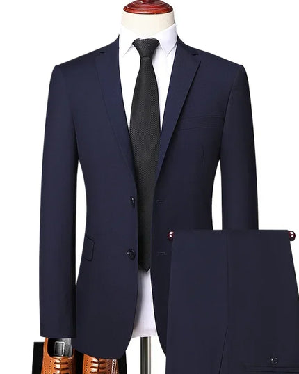 S-8XL Men's Slim-Fit Blazer & Pants - Trendy Business Casual Suit