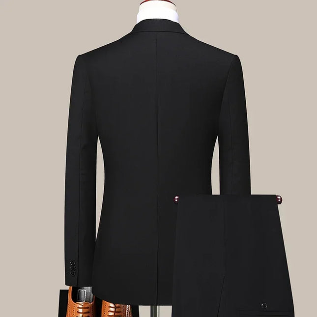 S-8XL Men's Slim-Fit Blazer & Pants - Trendy Business Casual Suit