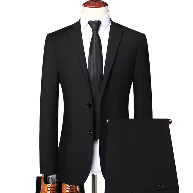 S-8XL Men's Slim-Fit Blazer & Pants - Trendy Business Casual Suit