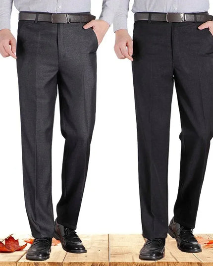 Men's Casual Business Suit Pants Men Mid Full Length Soft Trim Brand Work Trousers Regular Straight Black Gray Large Size 28-40 -   | Stylish & Elegant Fashion by Voldri