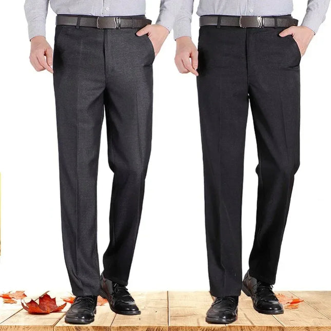 Men's Casual Business Suit Pants Men Mid Full Length Soft Trim Brand Work Trousers Regular Straight Black Gray Large Size 28-40 -   | Stylish & Elegant Fashion by Voldri