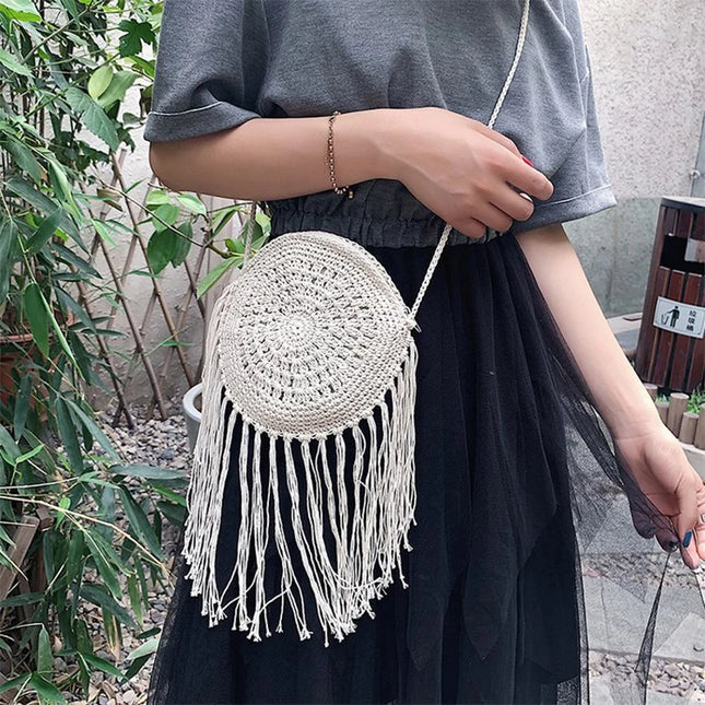 Round Straw Bag Clutch Handbag - VOLDRI