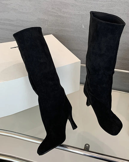 Square Toe Knee High Boots - VOLDRI