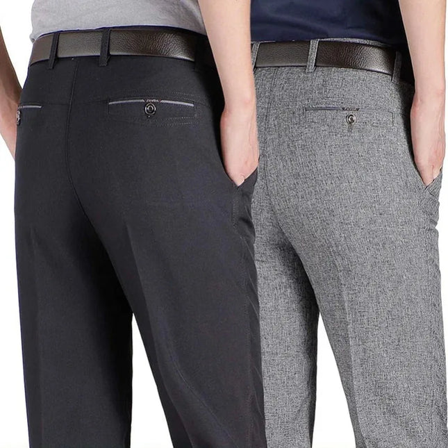 Men's Casual Business Suit Pants Men Mid Full Length Soft Trim Brand Work Trousers Regular Straight Black Gray Large Size 28-40 -   | Stylish & Elegant Fashion by Voldri