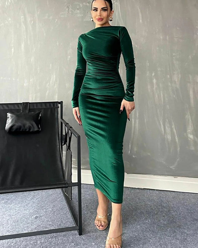 Velvet Rushed Midi Dress