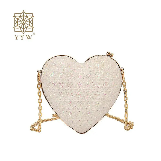 Rhinestone Love Heart Clutch - VOLDRI