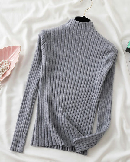 Ribbed Sweater Turtleneck Tops - VOLDRI