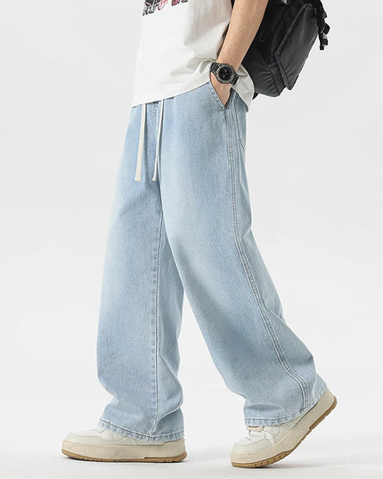 Men's Jeans American Loose Wide-leg Loose Straight Casual Trousers Street Hip-hop Baggy Jeans Black Grey  Blue Streetwear Men -   | Stylish & Elegant Fashion by Voldri