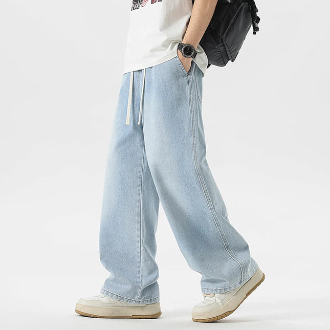 Men's Jeans American Loose Wide-leg Loose Straight Casual Trousers Street Hip-hop Baggy Jeans Black Grey  Blue Streetwear Men -   | Stylish & Elegant Fashion by Voldri