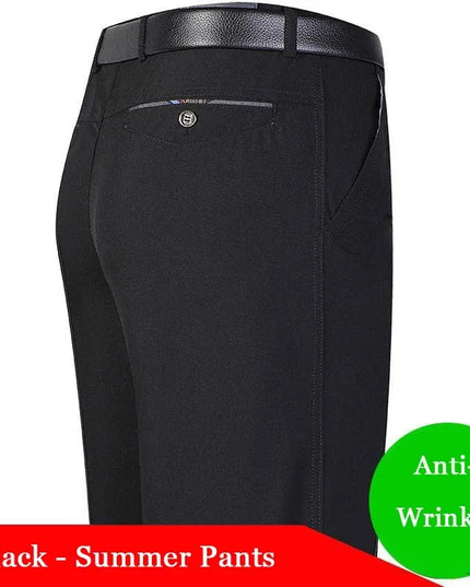New Men's Summer Thin Business Pants Autumn Fashion Solid Gentle Thicken Casual Trousers Male Brand Suit Pant Black Gray KOACUS -   | Stylish & Elegant Fashion by Voldri