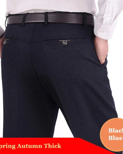 Men's Casual Business Suit Pants Men Mid Full Length Soft Trim Brand Work Trousers Regular Straight Black Gray Large Size 28-40 -   | Stylish & Elegant Fashion by Voldri