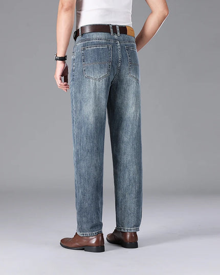 2026 Summer High Quality Brand Cloth Business Casual Men's Lightweight Straight Loose Jeans Classic Retro thin cotton trousers -   | Stylish & Elegant Fashion by Voldri