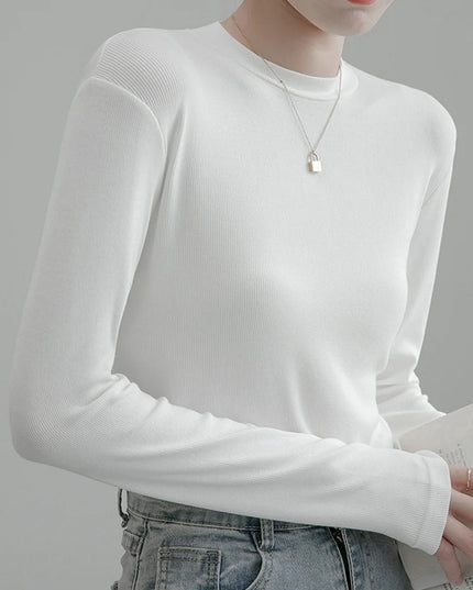 Neck Cotton Long Sleeve T-shirt - VOLDRI