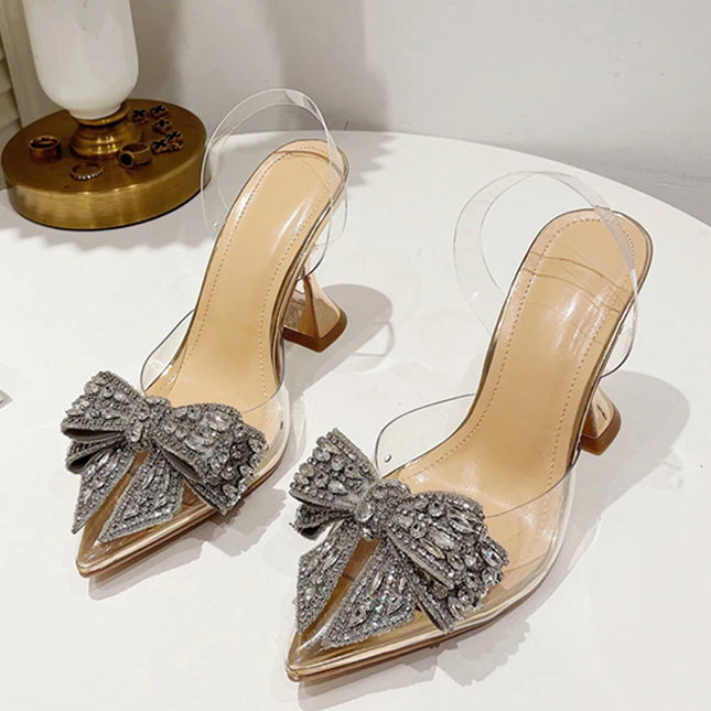 Crystal Sequined Bowknot Sandals - VOLDRI