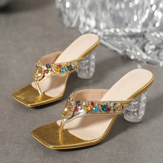 Gem Rivet Slippers Sandals - VOLDRI