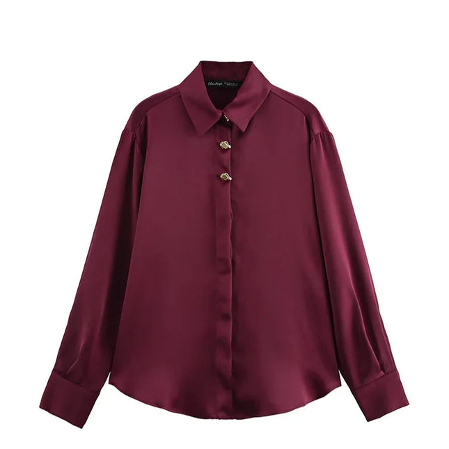 Casual Chic Satin Shirts - VOLDRI