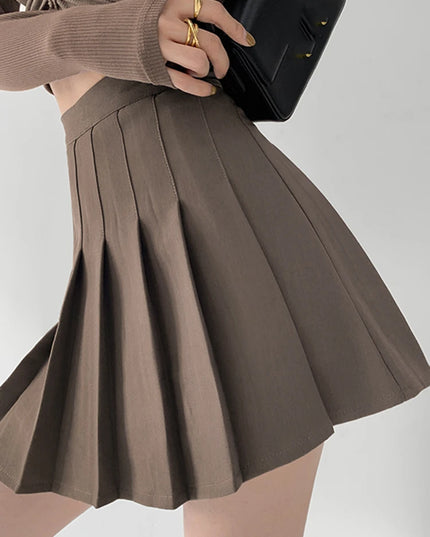 High Waist Pleated Skirt - VOLDRI