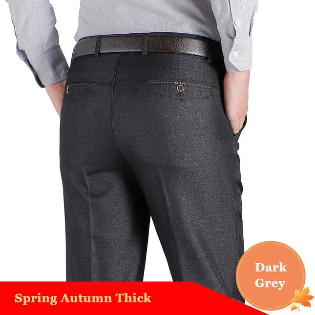 Men's Casual Business Suit Pants Men Mid Full Length Soft Trim Brand Work Trousers Regular Straight Black Gray Large Size 28-40 -   | Stylish & Elegant Fashion by Voldri