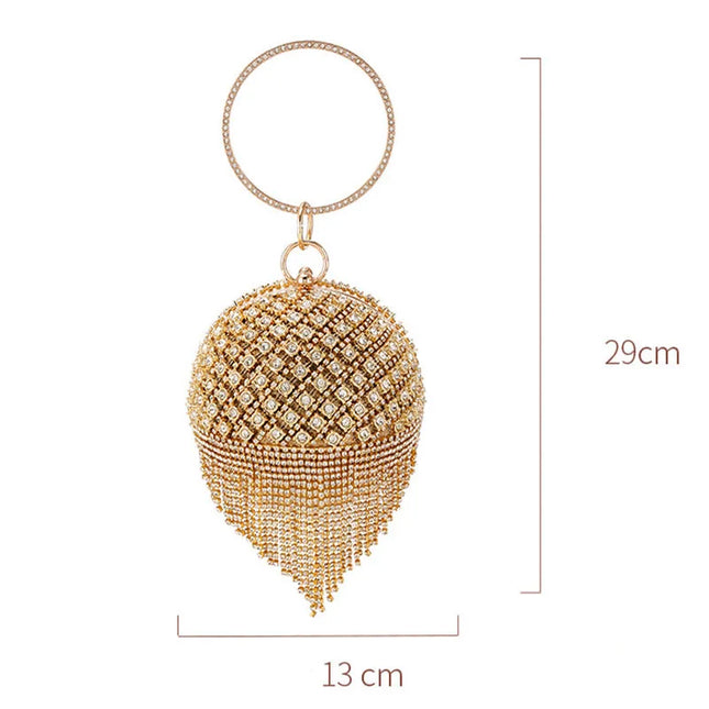 Luxury Rhinestone Round Ball Evening - VOLDRI