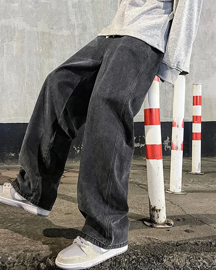 Voldri Men's Loose Straight Wide Leg Jeans - Korean Style Fashion
