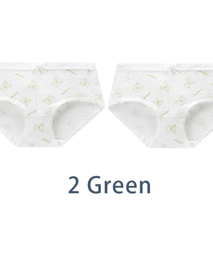 2PCS Bow Mid Waist Underpants Underwear - VOLDRI