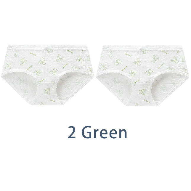 2PCS Bow Mid Waist Underpants Underwear - VOLDRI