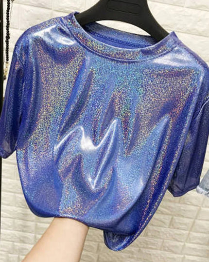 Shiny loose T-shirt