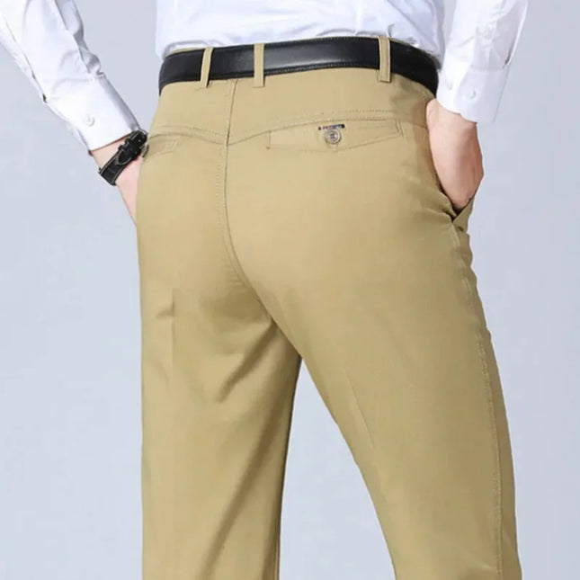 Men's 100% Cotton Autumn Thick Summer Thin Trousers Fashion Cargo Pants Smart Casual Solid Khaki Gray Brand Suit Pants KOACUS -   | Stylish & Elegant Fashion by Voldri