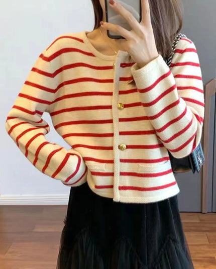 Striped Long Sleeve  Sweater - VOLDRI