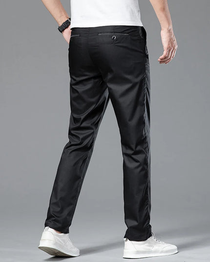Classic Men's Business Casual Trousers Summer Thin Loose Straight Anti-wrinkle Trousers Black Navy Khaki Royal Blue -   | Stylish & Elegant Fashion by Voldri