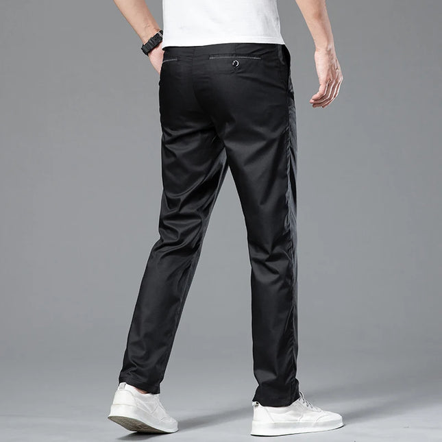 Classic Men's Business Casual Trousers Summer Thin Loose Straight Anti-wrinkle Trousers Black Navy Khaki Royal Blue -   | Stylish & Elegant Fashion by Voldri