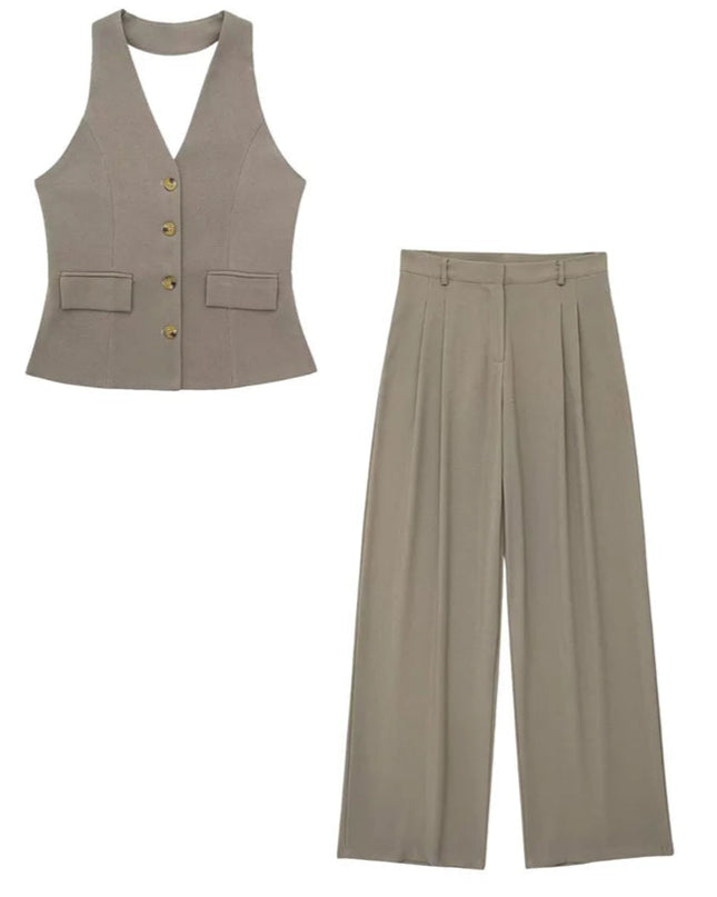 Halter Vest Tops + Pant Sets