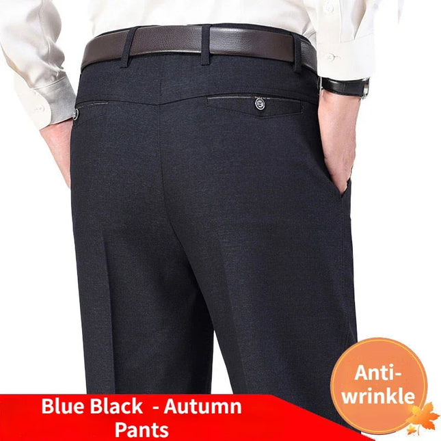 Voldri Men's Casual Suit Pants - Classic Stretch Trousers in Black/Gray -   | Stylish & Elegant Fashion by Voldri