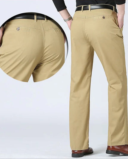 New Arrival Men's 100% Cotton Summer Autumn Casual Pants Fashion Solid Black Khaki Gentle Thicken Trousers Brand Smart Suit Pant -   | Stylish & Elegant Fashion by Voldri