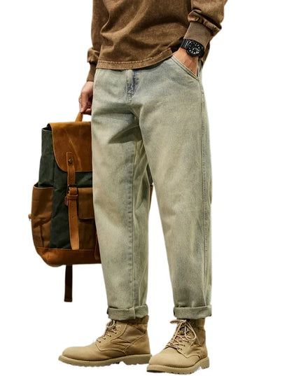 Men's 95% Cotton Jeans High Quality Loose Harem Pants Fashion Baggy Casual Outdoor Work Denim Pants Brand Men's Clothing -   | Stylish & Elegant Fashion by Voldri