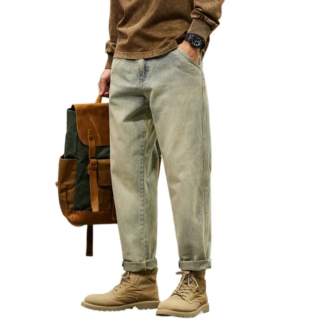 Men's 95% Cotton Jeans High Quality Loose Harem Pants Fashion Baggy Casual Outdoor Work Denim Pants Brand Men's Clothing -   | Stylish & Elegant Fashion by Voldri